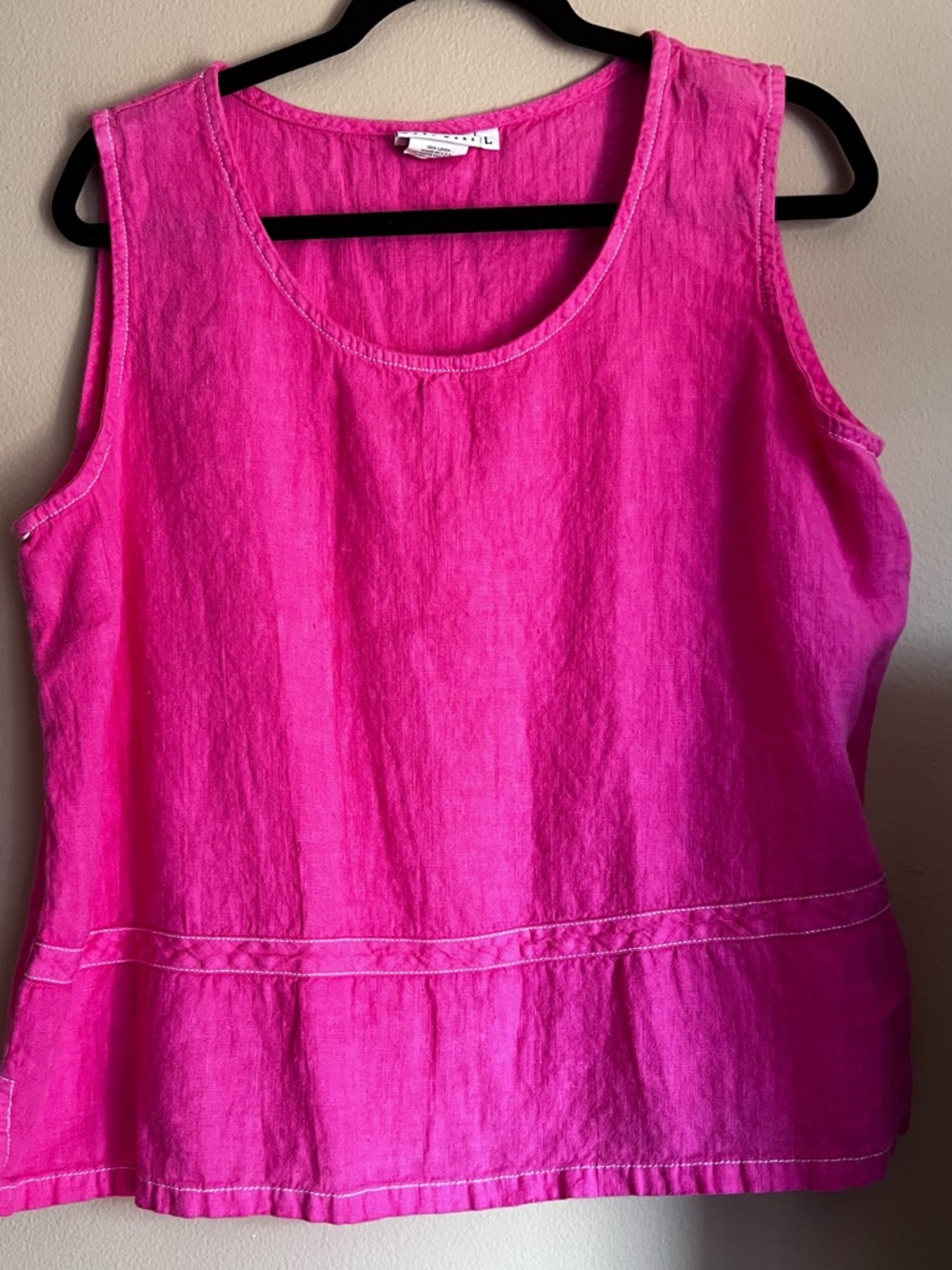 Hot Cotton Bright Pink Linen Sleeveless Tank Size Large